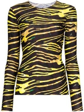 Marine Serre White Line Printed Long Sleeve Top NWT Size L